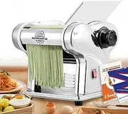 [Moongiantgo] Electric Pasta Machine Fresh Stainless Steel Pasta Machine with Blades 1.5 mm Fine and 4 mm Flat, 9 Degree Adjustable Thickness 0.3-3 mm, for Fettuccine, Tagliolini, Spaghetti