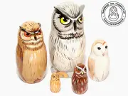 Owl Nesting Dolls 5 pcs, Matryoshka 5'' (12.5 cm), Owls Home Decor