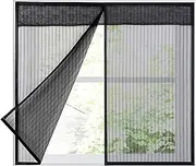Magnetic Window Mosquito Net Fly Screen for Windows, Mosquito Net Fly Screen with Magic Tape for Anti Mosquito - Black, 120x120cm