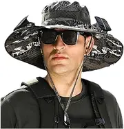 [Generic] Solar Fan Outdoor Hat, Wide Brim Innovative Fishing Hat, Upgraded Dual Fans with 3 Freely Adjustable Wind Speeds, Keep Your Head Cool, for Fishing, Running Enthusiasts, and Outdoor Workers