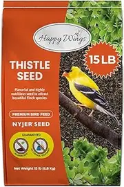 Nyjer Thistle Seeds for Wild Birds, 15 Pounds, Premium Bird Seeds That Don't Grow and Attract Finches, Goldfinches etc.