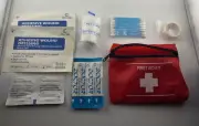 Lot of 5 First Aid Kits - Bandages, Tape, Alcohol Wipe, Q-tips, Band Aids Set