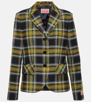 [Kenzo] Kenzo Checked wool-blend blazer AU 6 green