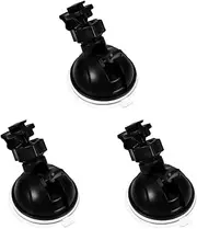 3pcs Dash Cam Mount Holder - 360° Rotating Suction Cup Camera Mount with 1/4 Screw Thread for Car Dash Camera, Black Plastic, Portable and Durable