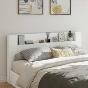 vidaXL Headboard Cabinet with LED White 200x16.5x103.5 cm