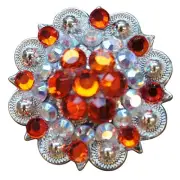 88HS 32 Orange Ab Crystals Berry Concho Rhinestone Headstall Saddle Tack