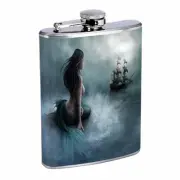 Mermaid D3 Flask 8oz Stainless Steel Mythological Aquatic Creature Folklore