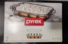 Pyrex 2 Piece Holiday Baking Dish 9x13 Christmas Tree Theme Serving Basket NEW