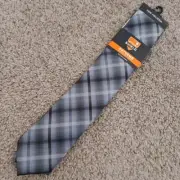 Van Heusen Necktie Gray Plaid Extra Long Stain Shield Polyester New