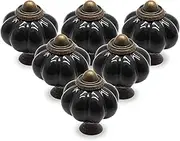 Seimneire 12pcs Black Pumpkin Knobs, Vintage Ceramic Cabinet Knobs, Dresser Knobs Drawer Knobs Door Knobs Drawer Pulls Dresser Handles with Mounting Screws
