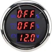 52MM/2in 3-in-1 Waterproof Digital Water Level Meter Sewage Gauge Voltage Meter Instrument 0-190Ω EU Standard Car Fuel Meter(White face Plate)