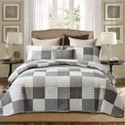 100% Cotton Quilt Set King Size,Patchwork Plaid Bedding Bedspreads,Farmhouse ...