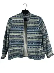ALFRED DUNNER "QUINCY MARKET” JACKET BLAZER BLUE/GREEN TEXTILE SIZE 12 NWT