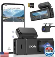 Otovoda Dash Cam Front and Rear, 4K+1080P WiFi Dual Dash Cam, with Free 64GB