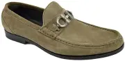 $640 SALVATORE FERRAGAMO Gray Beige Suede Leather Loafers Dress Men Shoes 41 / 7