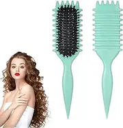 Curl Defining Brush, Curly Hair Styling Brush With Side Groove for Effortlessly Defined Curls, Waves & Curls, Green