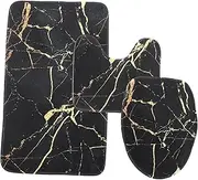 1 Set Thickened Toilet Pad Plush Floor Mat for Bathroom Includes Toilet Lid Cover Contour Mat Modern Marble Design Easy to Install