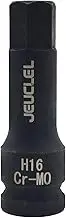 JEUCLEL 16mm Hex Impact Bit Socket, H16 1/2-Inch Impact Drive Allen Socket, Cr-Mo Steel Lengthen Hex Screwdriver Socket Adapter
