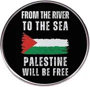 [zhanghaoran] From the River To the Sea Palestine Will Be Free Enamel Pin Palestine Flag Brooch Badge Palestinian National Lapel Pin Round Button Pin Freedom&peace Palestinian Support Gift, Metal, no