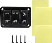 xioaue Car Boat 5 Pin 3 Gang Switch Toggle Panel 12V/24V Blue Light for RV Yacht Ship