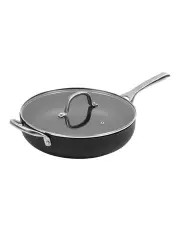 [Gourmet Kitchen] Meteore Non-Stick Deep Frypan with Flat Lid and Helper 30cm in Black