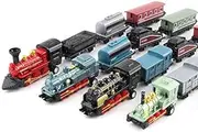 Easy 99 Mini Simulation Steam Train Pull-Back Train Model Diecasts Locomotive for Kids' Toys, Set of 4