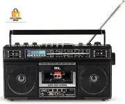 Portable Wireless Boombox 4 Band AM FM Radio Cassette Recorder USB Bluetooth..