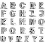 26 A-Z Alphabet Beads 925 Sterling Silver LOVE Letter Charm Fit Original Bangle