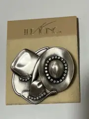 Vintage The Icing Cowboy Hats Brooch Pin 2.25”X 1.75” Never Worn