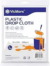 VICMORE All New Plastic Drop Cloth 9 Feet by 12 Feet Medium Duty Drop Sheet Clear Painting Tarp Waterproof Plastic Sheeting