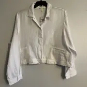 NWT $218 Eileen Fisher WHITE Cotton Lofty Gauze Cropped Jacket XL