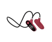 H18 Bone Conduction Earphone Digital Display Noise Reduction IPX7 Waterproof Bluetooth-compatible Wireless Sports Neckband Headset for Running-Red