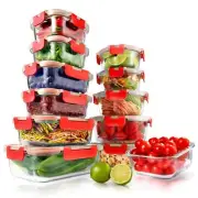 NutriChef 24-Piece Superior Glass Food Storage Containers Set w/Locking Lids