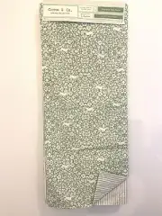 NWT Cotton & Co. Reversible Table Runner Floral Green Bunny Cotton 14”x72"