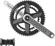 Bike Crankset, Road Bike Crankset GXP 50-34T 52-36T 53-39T Double Chainring 175mm Aluminum Alloy Road Crank Arm Set 8/9/10/11/12 Speed Cranksets with Bottom Bracket