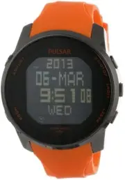 Pulsar Men's PQ2013 Classic Digital Orange Rubber Band Watch "NEW"