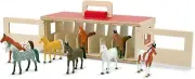 Melissa & Doug Take-Along Show-Horse Stable With Wooden Box and 8 Toy, Barn Play