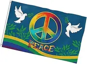 Peaceful World Large Polyester Flag Fade for Home Decoration, Backyard and Garden