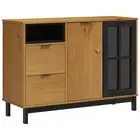 Sideboard With Glass Door Flam 110X40x80 Cm Solid Wood Pine glass,oak,plastic Si