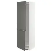 METOD hi cab f fridge or freezer w 2 drs, white/Voxtorp dark grey, 60x60x200 cm
