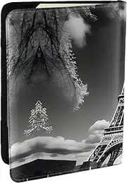 [GaxfjRu] Paris Eiffel Tower and Cloud Print Leather Passport Holder Covers Case, Waterproof Travel Wallet Passport Holder for Women Men, Black, One Size