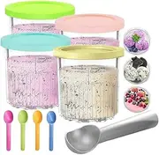[echobuger] 4 Pack 24Oz Cups Containers Replacement for Ninja Creami Pints With Lids Compatible with Creami Ice Cream Maker Accessories NC501 NC500 Series (24OZ)