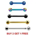 Tongue Bar Nipple Bars Ear Surgical Steel Titanium Plated Barbell Piercing