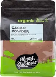 Honest to Goodness, Organic Cacao Powder, 750g - Made From Pure Cocoa Beans Grounded to a Fine, Non-alkalised Powder. Naturally Tart Cocoa Flavour. Slightly Light in Colour.
