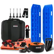 X-BULL Winch Recovery Kit 13PCS With Recovery tracks Snatch Strap Mounting Pins 4WD Truck Blue Gen2.0
