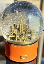 NWT COACH REXY & SNOWMAN SNOW GLOBE PUMPKIN/BRASS CY205 GIFT BOX