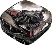 Period Bag,Sanitary Napkin Storage Bag,Ancient Train,Tampon Bag for Purse