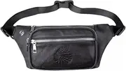 Waist Bum Bag Men Men's Multifunctional Outdoor Sports Gym Leather Bag(Black)