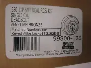 1 Kwikset 99800-126 Single Cyl. Deadbolt Venetian Bronze 980 11P SMT Smart Key