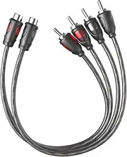ROCKRIX 1ft RCA 1 Female to 2 Male Audio Speaker Y Adapter Splitter Cable (2 Pack)